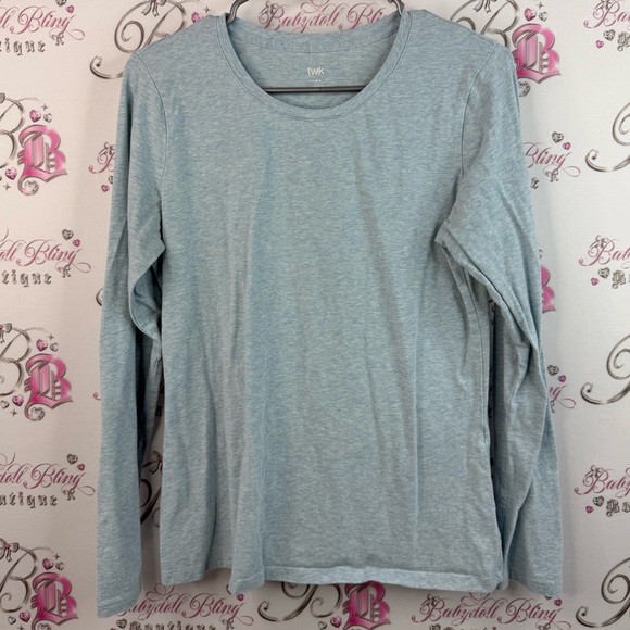 twik Tops - Twik Simon’s long sleeve stretchy white Blue Organic Cotton Top soft comfy